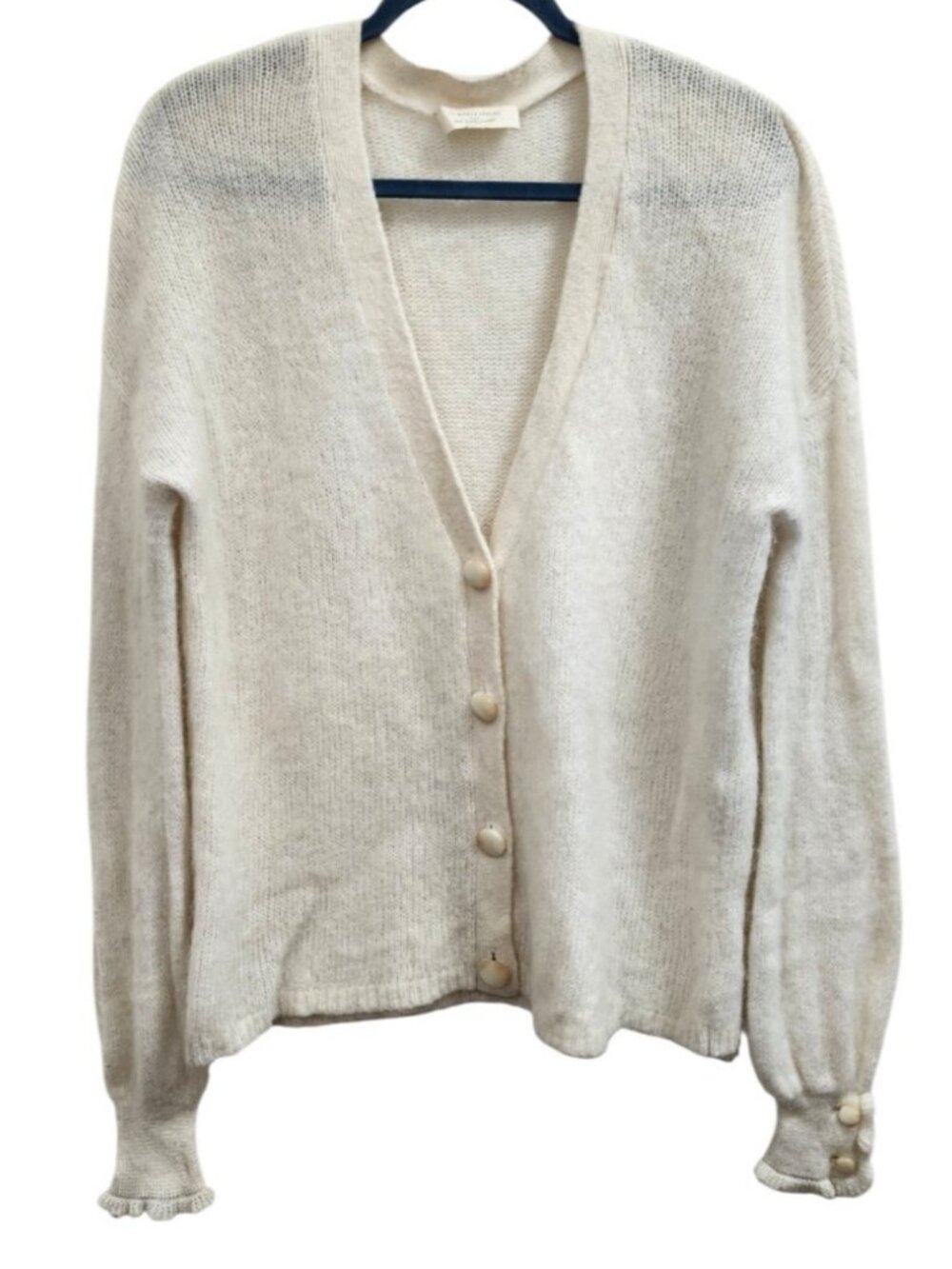 Sézane Paris Mohair Wool Blend Cardigan Ivory Button Front Oversized M/ L - Picture 3 of 16